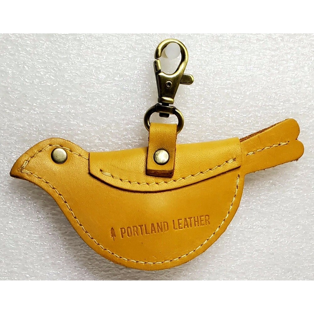 Portland Leather Goods Bird Key Fob Bag Charm Coin Pouch Yellow Honey Charm Cute